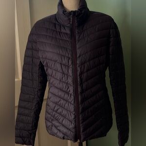 Women’s Sz M Old Navy black zip up puffer business casual jacket coat